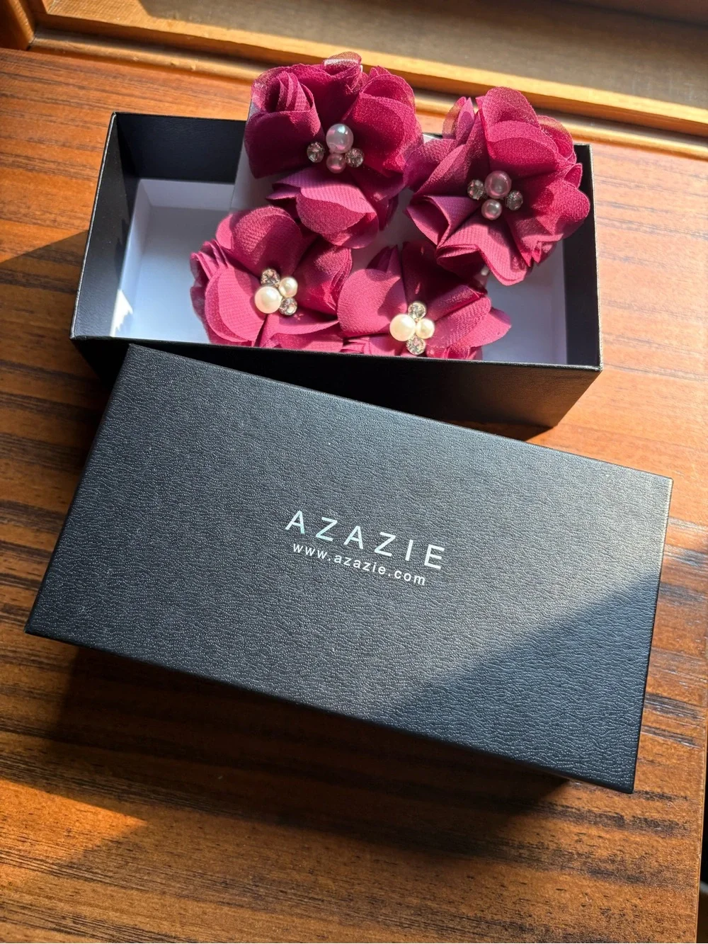 Azazie Four-Piece Matching Color Chiffon Hair Clip Set Mulberry